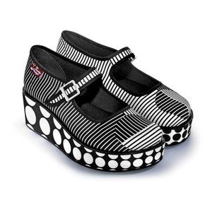 Hot Chocolate Design Op-Art Platform Mary Janes in USW10 black/white NWT